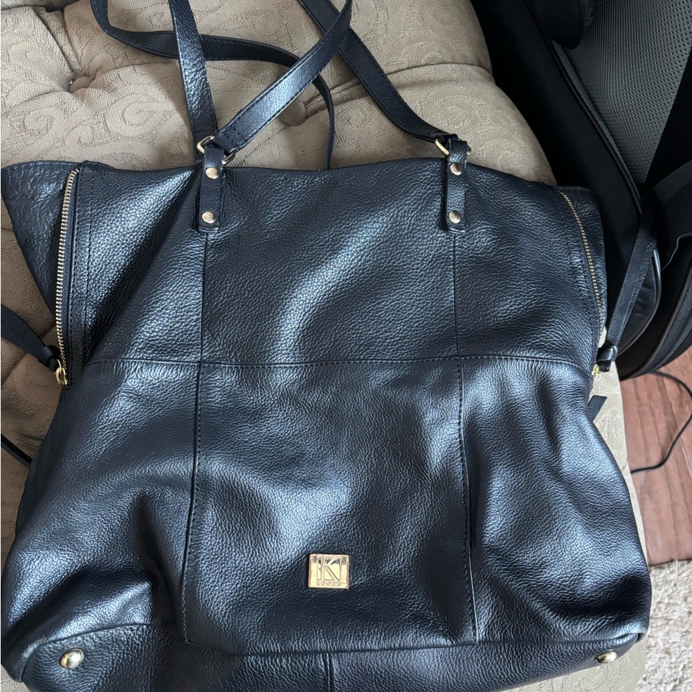 Black Leather Tote Bag